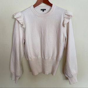 Who what wear cream sweater with ruffles L